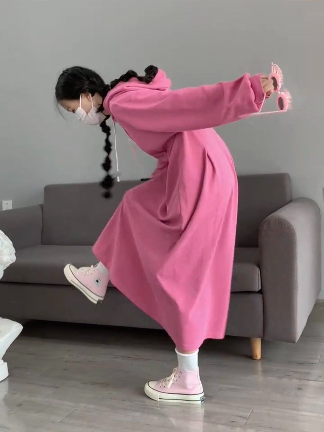 仿棉複合仿棉350g韓系衛衣裙懶惰風連帽衛衣女INS寬鬆上衣