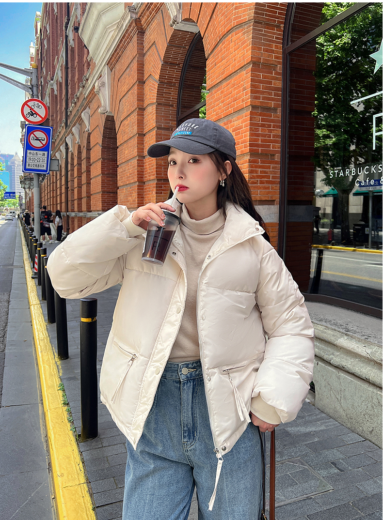 2023春秋新款韓版立領麵包服女短款小個子休閒羽絨棉服顯瘦外套潮