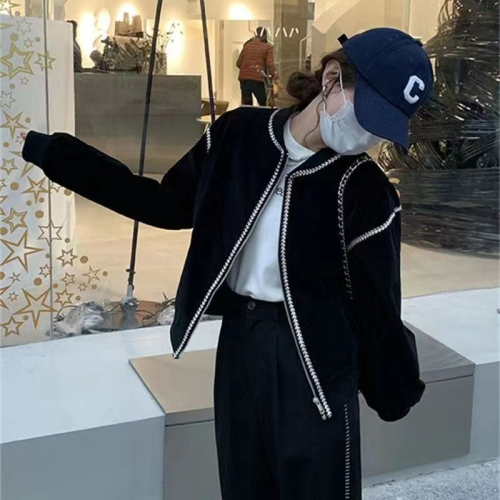 Korean style small fragrant style short baseball uniform for women spring and autumn new design niche oversize jacket trendy