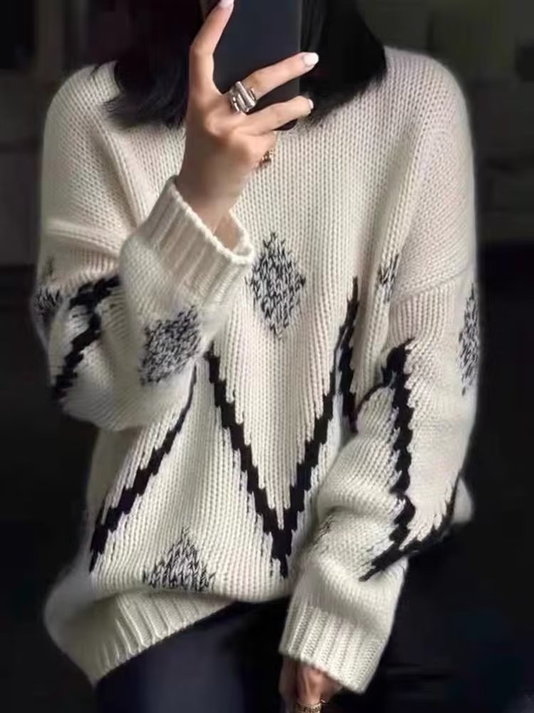 簡約毛衣男女冬季新款設計感小眾復古慵懶內外搭高級感氣質羊毛衫