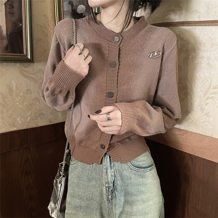 實拍美式復古做舊排扣針織衫女扎染毛衫外套漸變開衫上衣