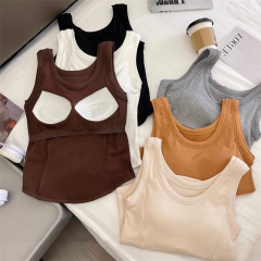Simple and Versatile Nbrided Warm Fleece Bralette with Padded Cups for Women