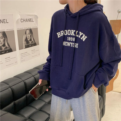 Autumn and winter velvet sweatshirt for women Korean style trendy student loose lazy style long-sleeved ins thickened top hooded jacket cec