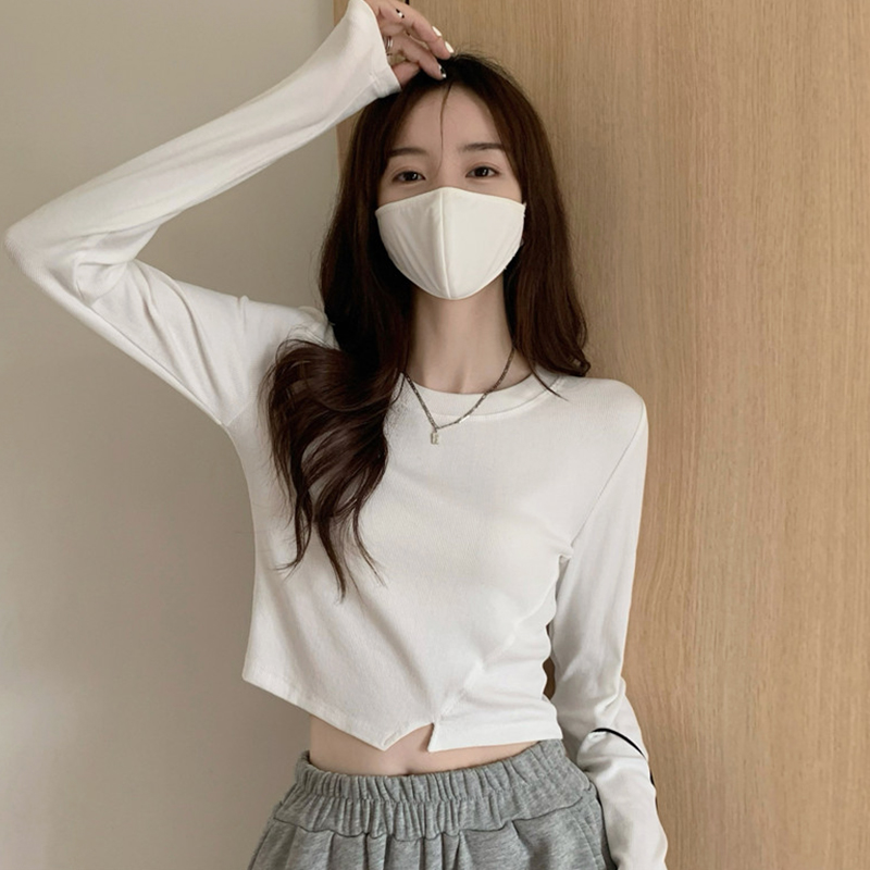 官圖打底衫女秋季內搭長袖T恤2023新款設計感辣妹短款顯瘦上衣潮