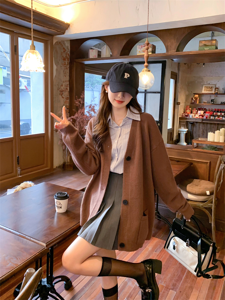 2023新款早秋季小香慵懶風針織衫毛衣女裝初秋裝寬鬆上衣開衫外套