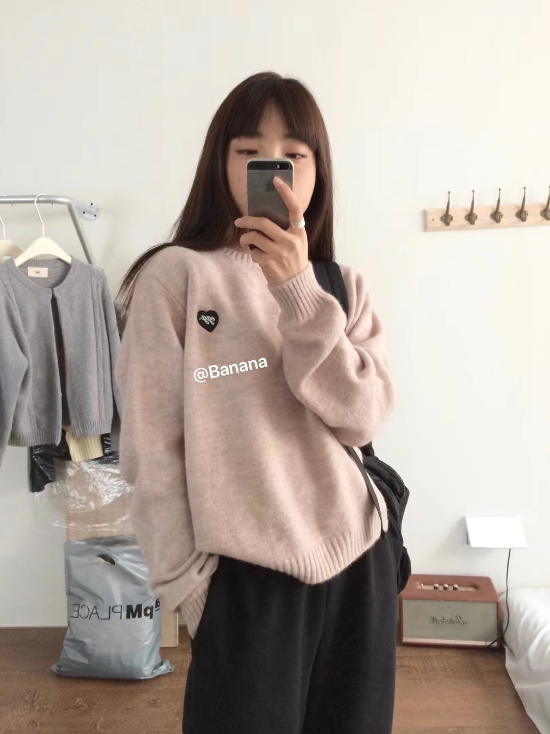 刺繡情侶毛衣女圓領軟糯針織衫2023春秋季慵懶寬鬆上衣日系ins潮