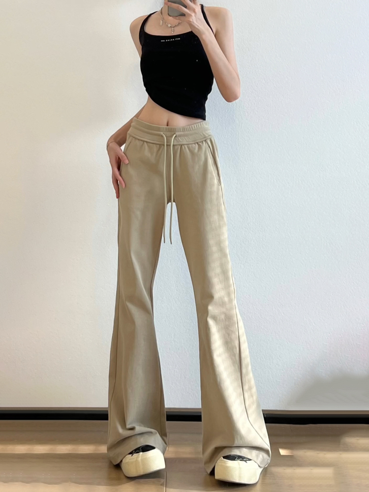 2023 American Hot Girl Low Waist Casual Pants Women's New Autumn Versatile Gray Yoga Pants Slimming Flared Pants