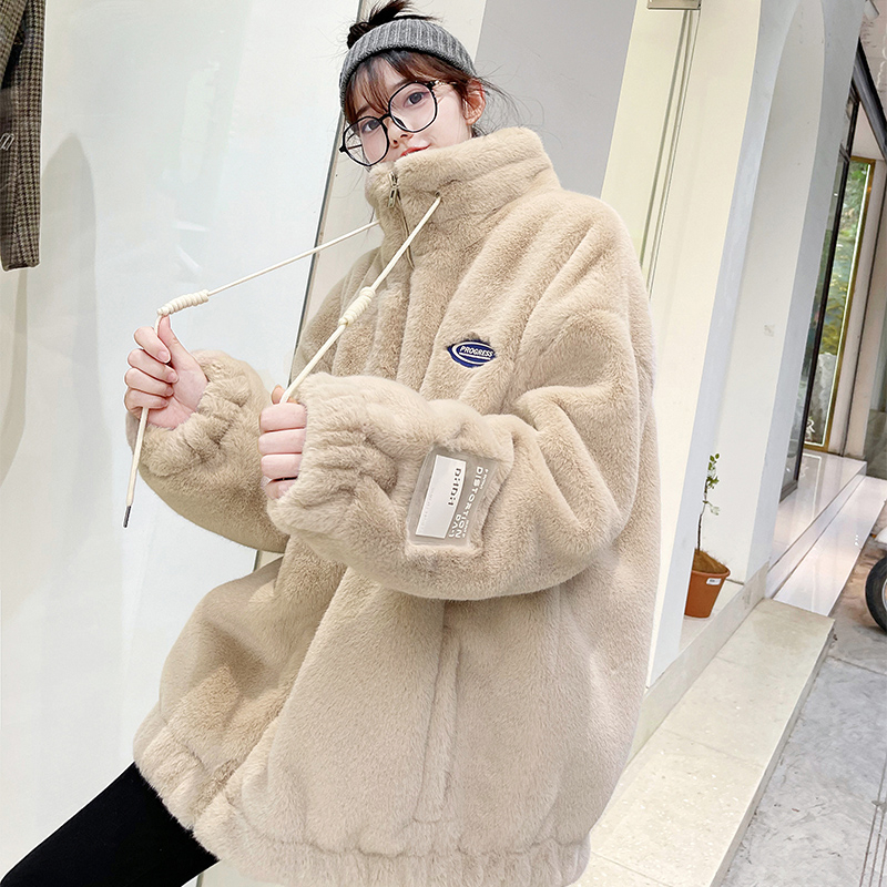 官圖質量 2023秋冬加厚貂絨大衣羊羔毛絨絨外套女