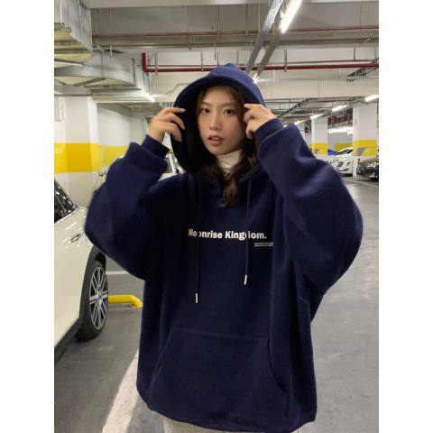 Autumn and winter velvet sweatshirt for women Korean style trendy student loose lazy style long-sleeved ins thickened top hooded jacket cec