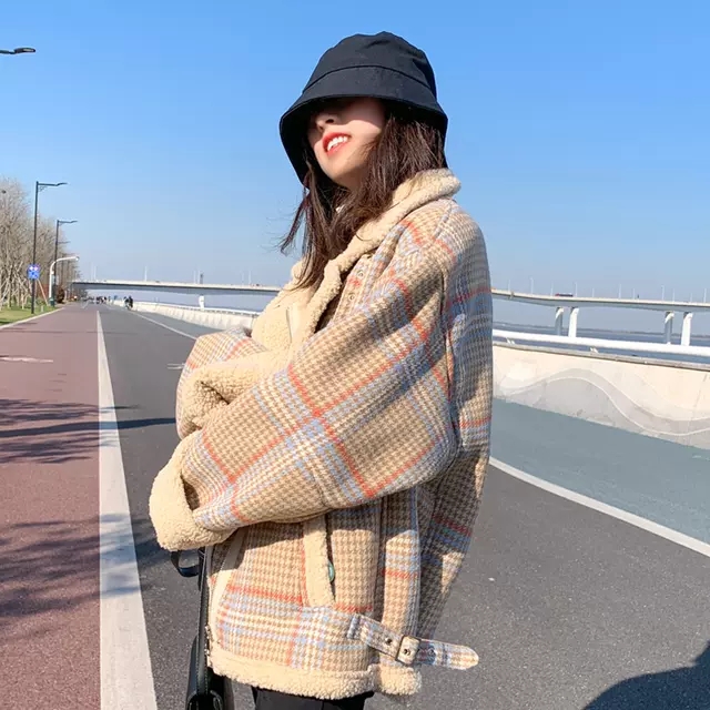 羊羔毛短款反季羽絨棉衣棉服女韓版寬鬆冬季外套小棉