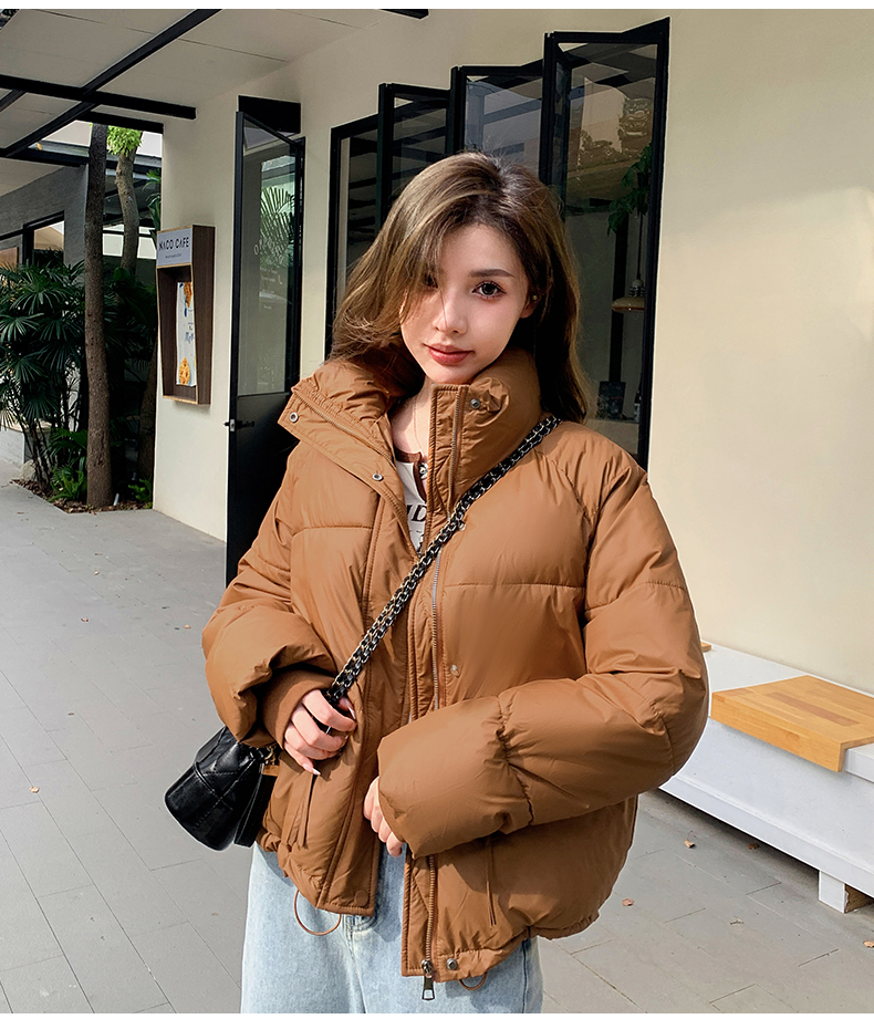 2023春秋新款韓版立領麵包服女短款小個子休閒羽絨棉服顯瘦外套潮