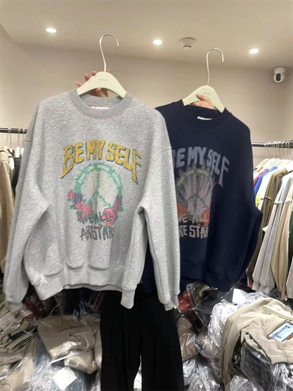 冬季新款華棉複合衛衣女印花寬鬆大碼女裝薄款310克/加絨410克