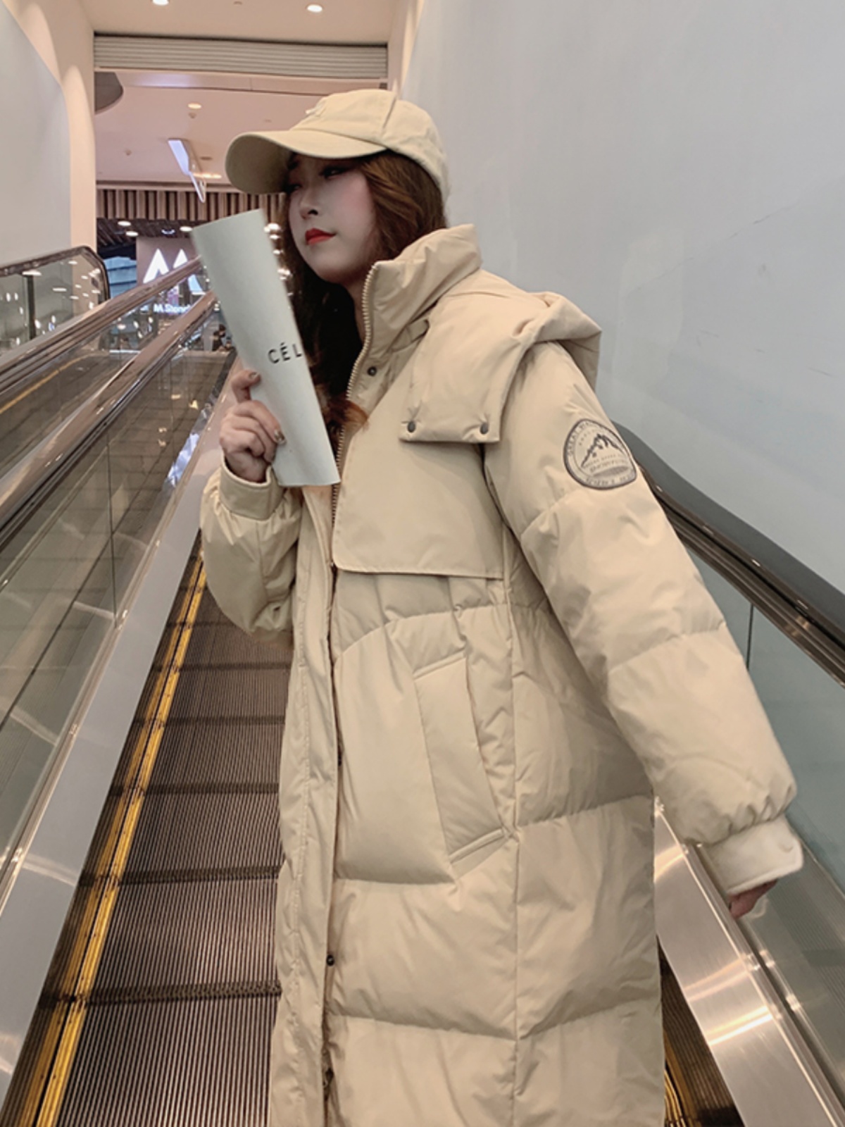 oversize bread coat, down cotton coat, women's winter coat, mid-length thick cotton coat, 2023 new trend