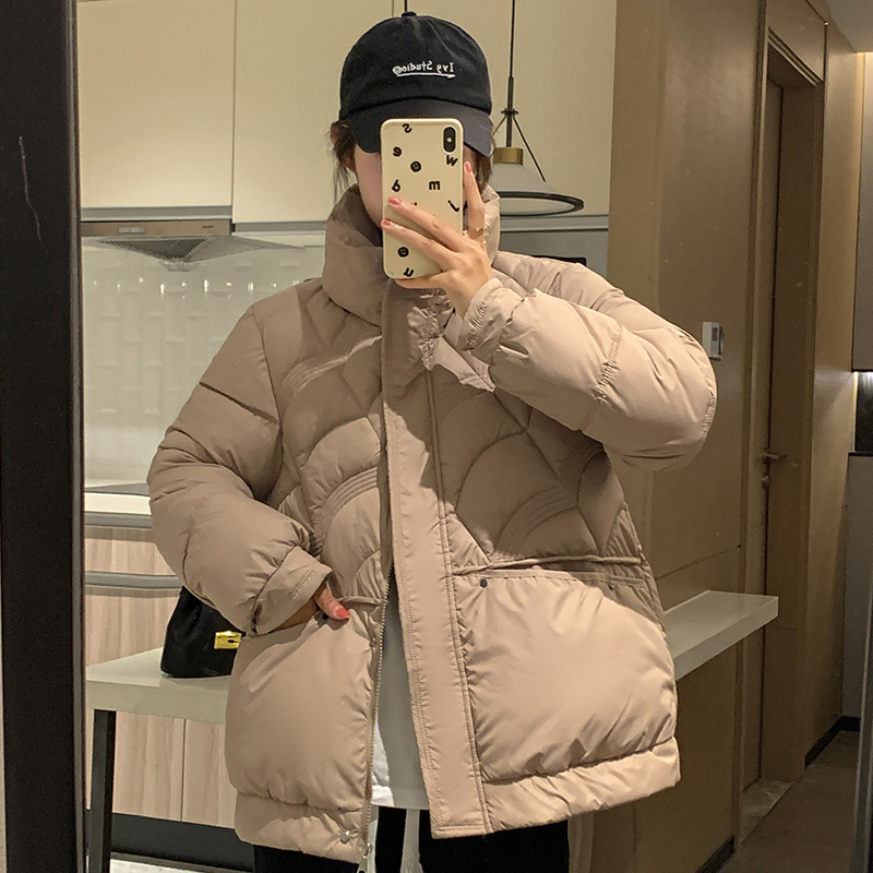 實拍 短款輕薄羽絨棉服女2023新款時尚立領氣質冬裝顯瘦外套棉衣