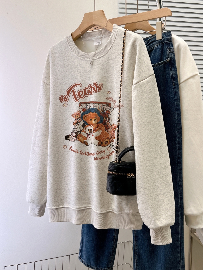 Actual shot of Chinese cotton/thin 310g/plus velvet 410g autumn and winter sweatshirt for women