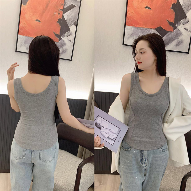 價~秋冬簡約百搭磨毛暖絨內衣帶胸墊無痕保暖顯瘦背心女