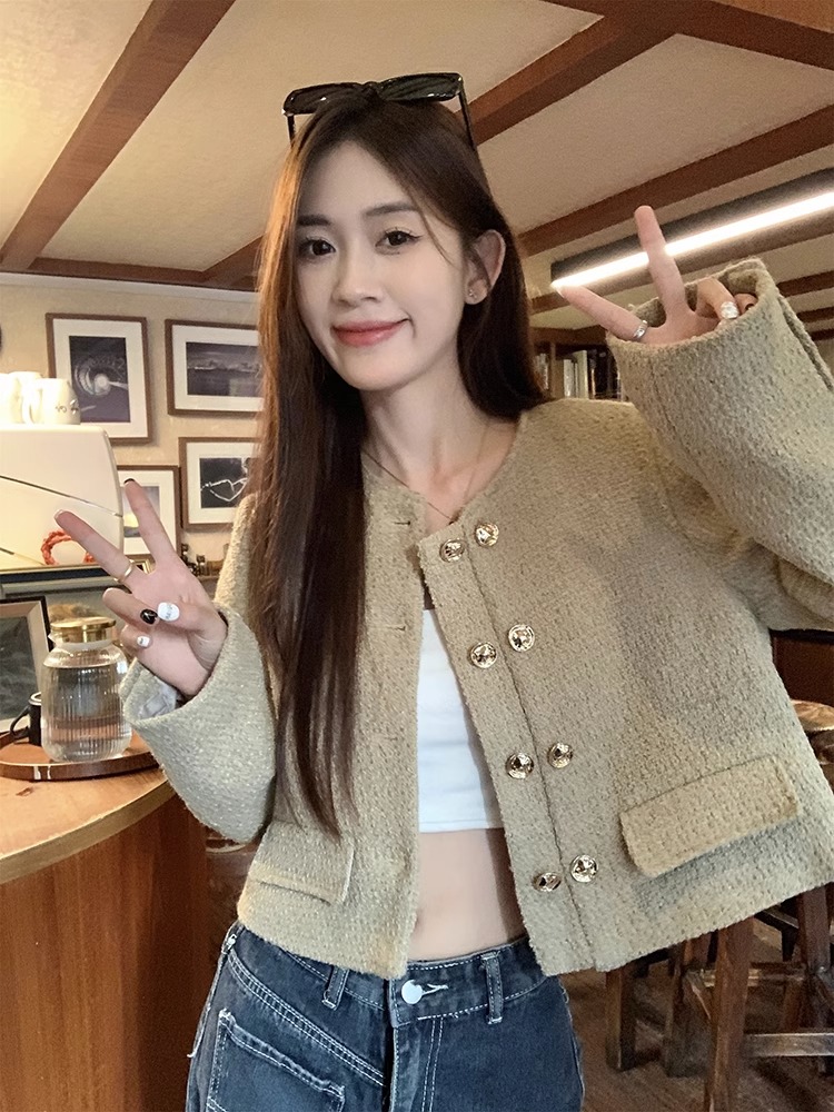 小香風有內里粗花呢小香風外套女春秋寬鬆短款外套