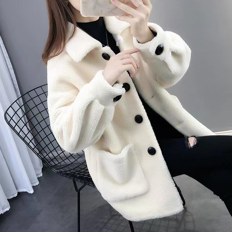 羊羔絨外套女2023秋冬新款洋氣開衫顆粒絨加厚外套時尚韓版寬鬆潮