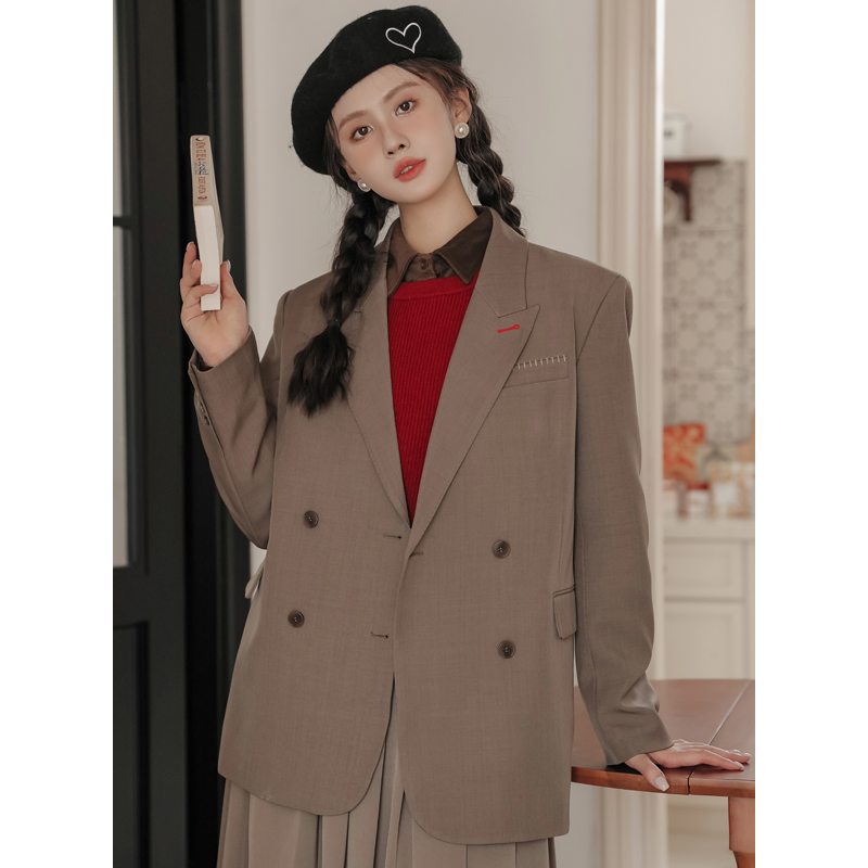 No less than 179 real shot autumn and winter retro high-end casual loose suit jacket