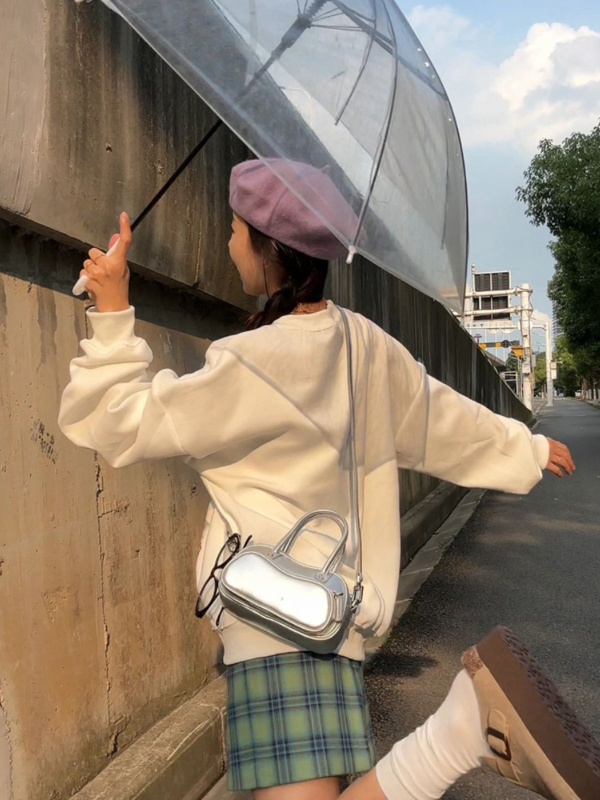 美式復古圓領衛衣女秋季卡通動漫印花寬鬆休閒慵懶風顯瘦百搭上衣