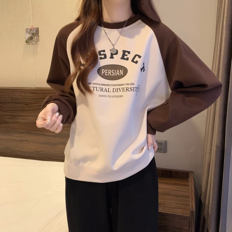 實拍 秋季韓版寬鬆純棉複合圓領簡約中長款大碼薄款衛衣女