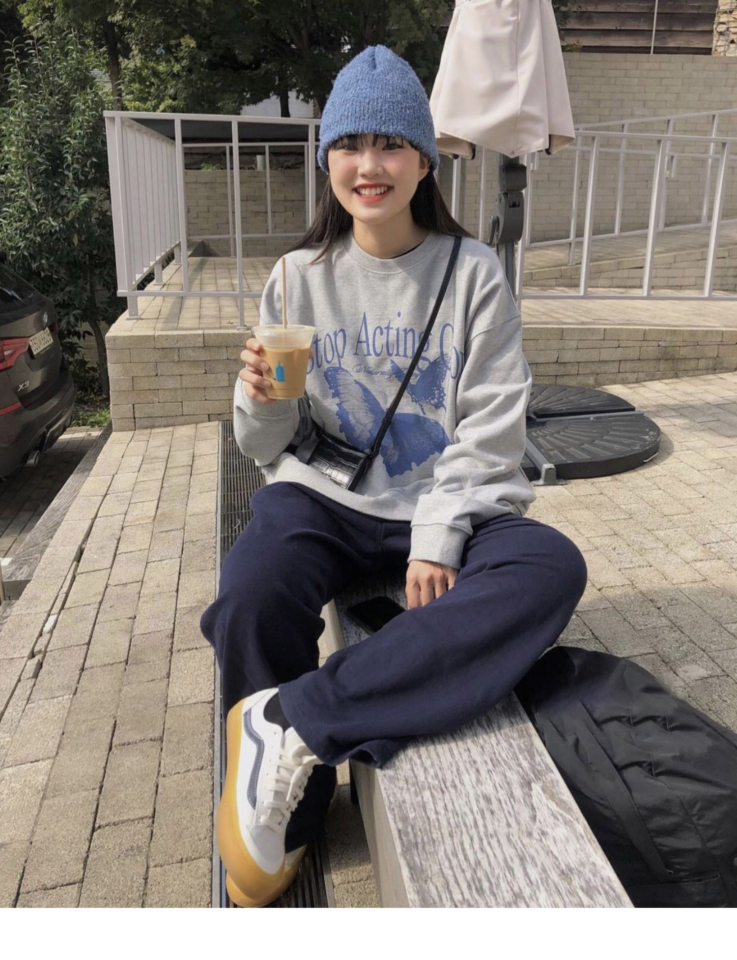 Trend base fashion圓領印花衛衣女秋季新款寬鬆休閒小眾設計上衣