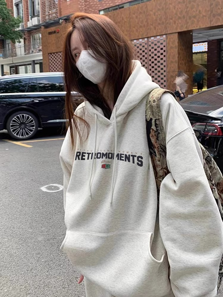 早秋季連帽oversize衛衣運動外套潮ins女春秋2023新款秋冬裝