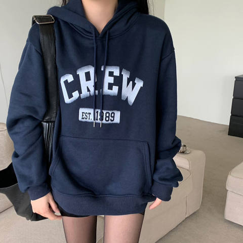 秋冬加絨衛衣女韓版潮學生寬鬆慵懶風長袖ins加厚上衣連帽外套cec