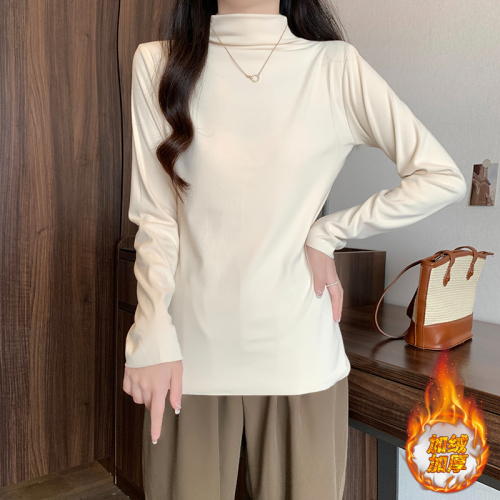 Actual shot of autumn Korean style turtleneck solid color simple slim fit 9-color slimming bottoming shirt long-sleeved T-shirt for women