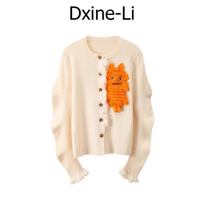 DXINE 2023秋新款小香風小眾高級感氣質名媛高端針織開衫外套ins