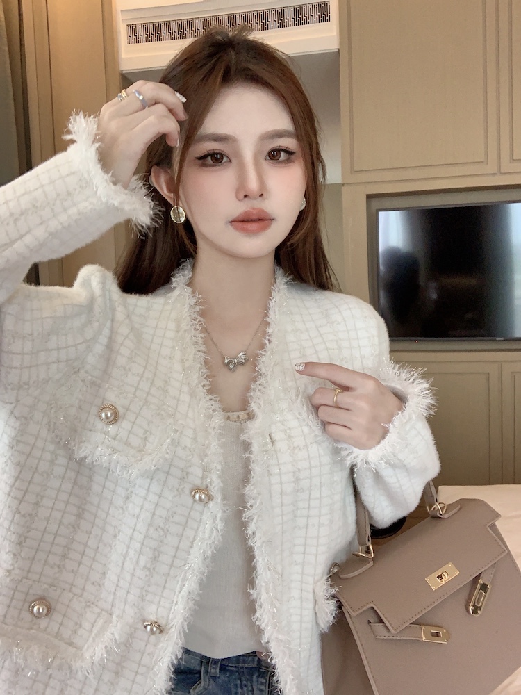 實拍 水貂絨短款外套女秋季流蘇設計感小香風法式復古氣質上衣