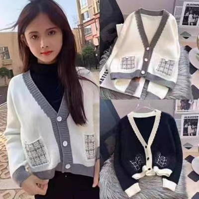 韓系小香風開衫毛衣外套女秋冬厚新款上衣高級感洋氣