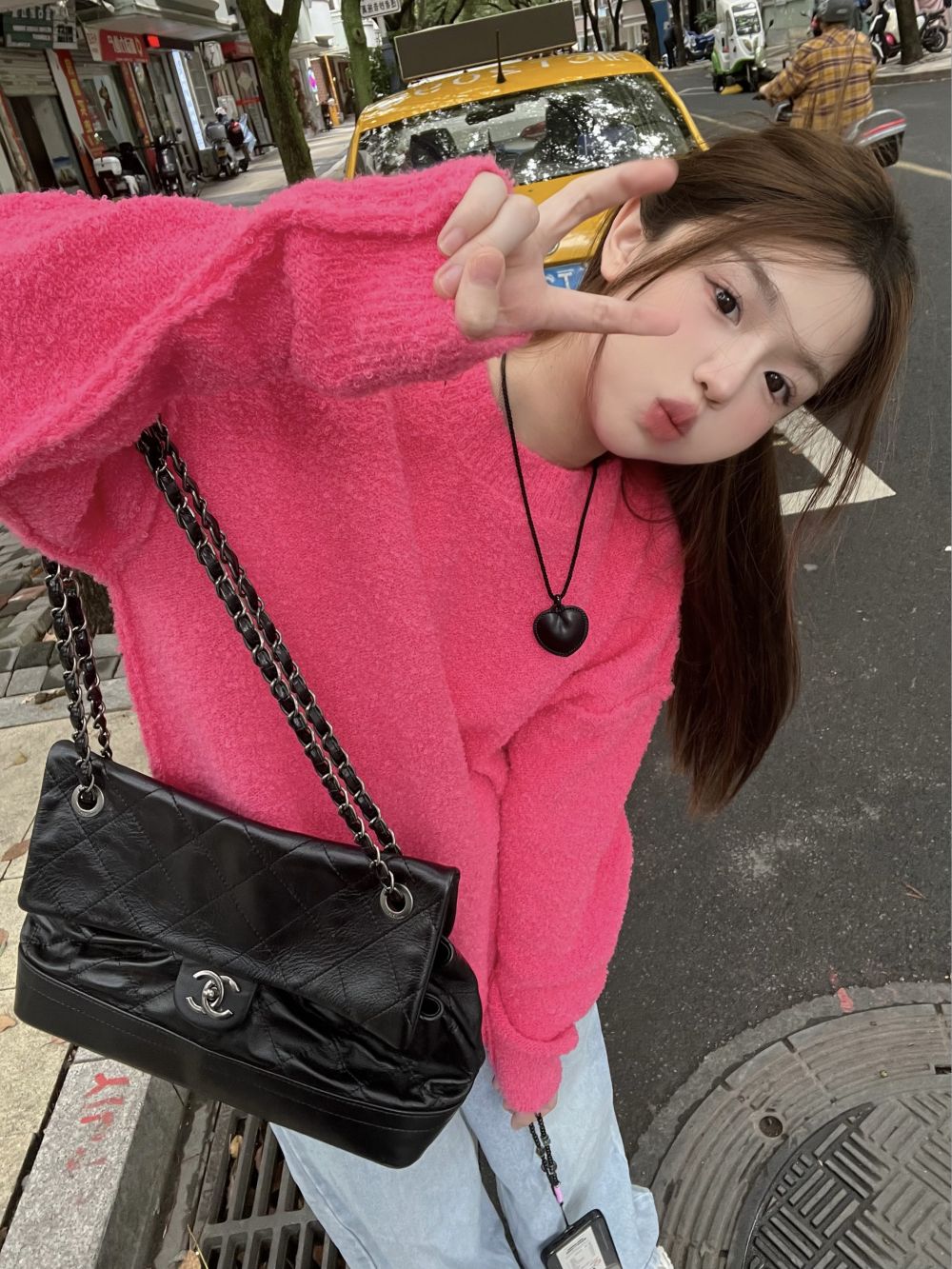 實拍三標齊顯嫩小眾慵懶風圓領百搭毛衣女