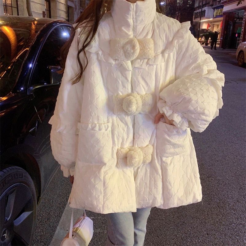 棉服#新款冬季設計感小眾羽絨棉服女冬棉襖外套加厚寬鬆白色棉衣