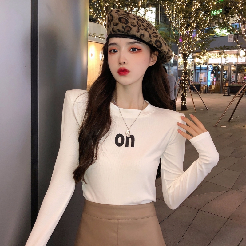 2255# 實拍 有氨德絨 磨毛高腰短款長袖T恤女打底衫秋冬裝