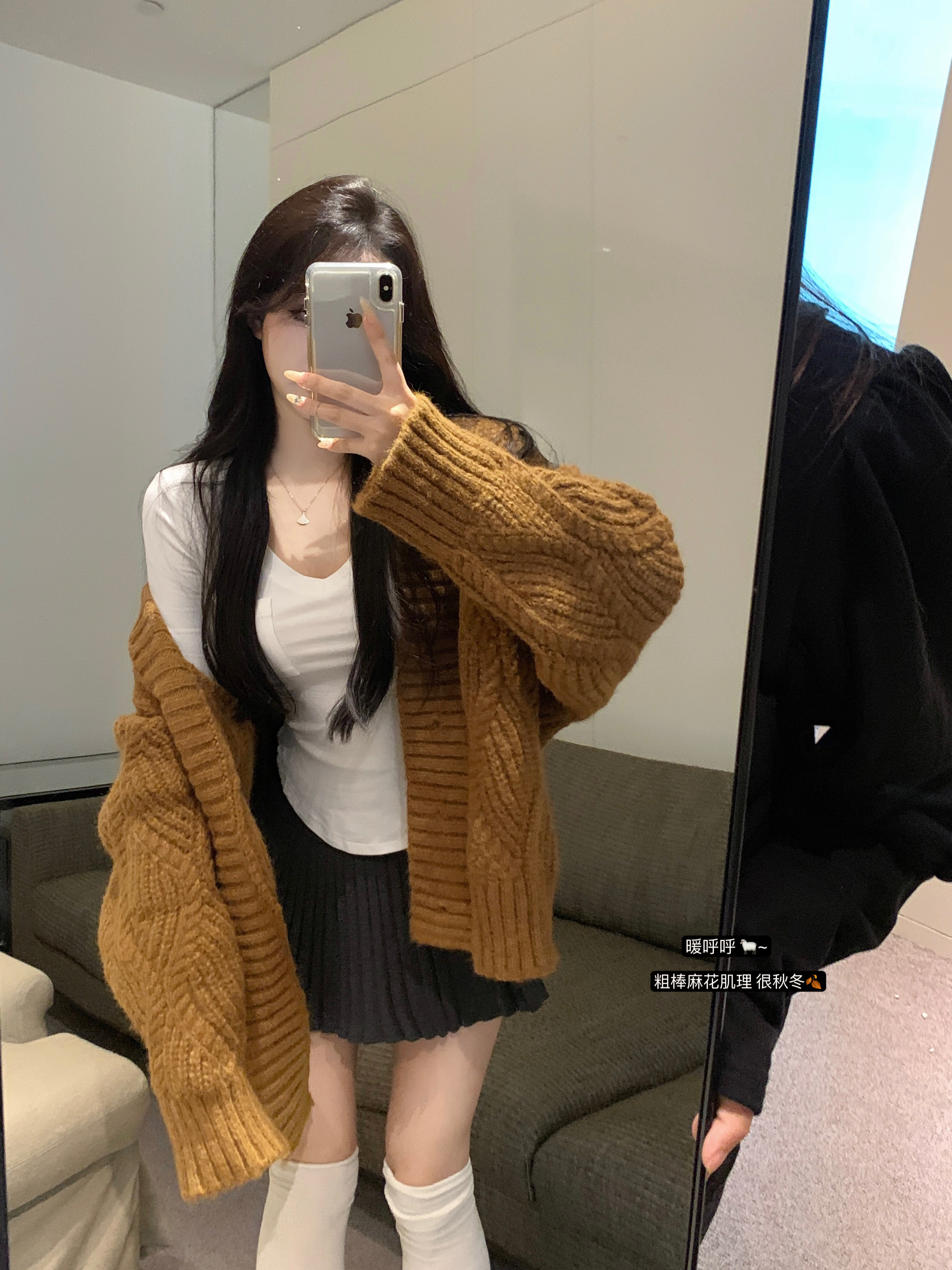 實拍暖呼羊駝毛加厚大毛衣保暖慵懶風外套掐腰顯瘦V領長袖T恤