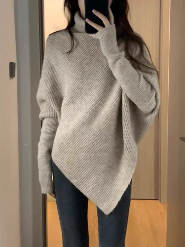 Thickened half sweater for women in autumn and winter, Korean style, warm, soft, waxy, lazy, fufu jacket top