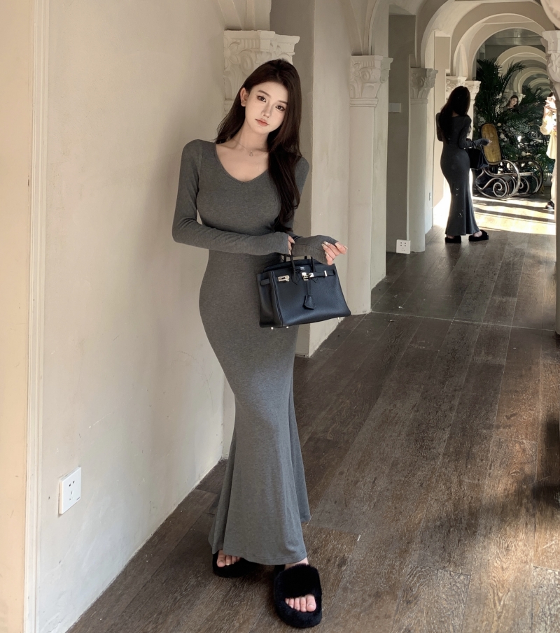 實拍 香檳杯 2.0卡戴珊連衣裙女2023款打底包臀裙子