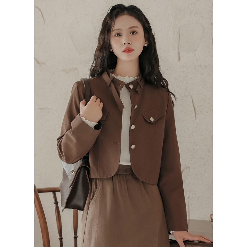 No less than 119 real shot retro hot girl motorcycle short jacket temperament jacket top