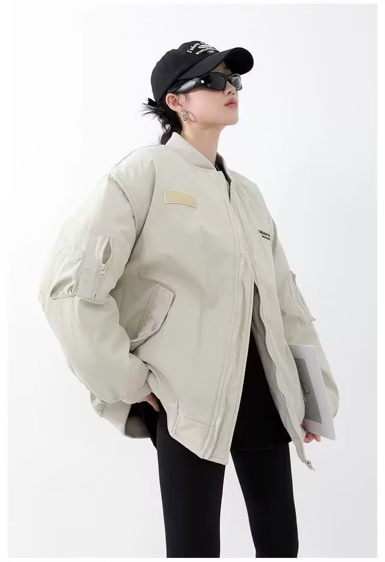 American retro flight suit for men and women 2023 autumn and winter loose motorcycle baseball cotton jacket work jacket