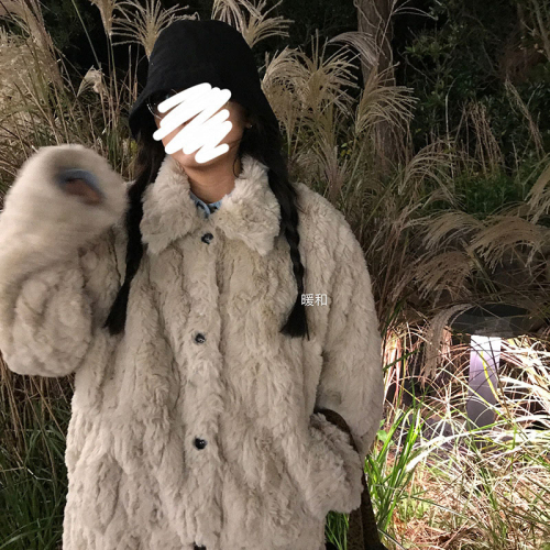 Original quality imitation fur coat for women plush lamb wool cotton coat for women