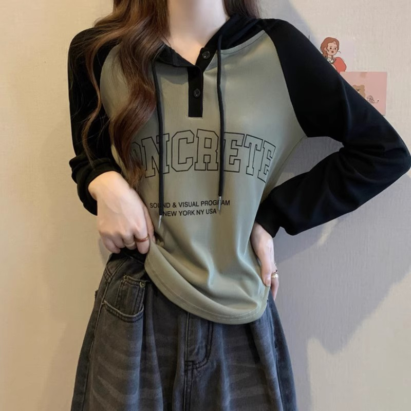 質量秋裝韓版連帽修身M-4XL顯瘦打底衫長袖T恤女