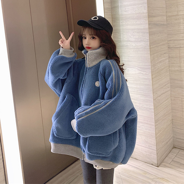 仿羊羔毛外套女裝秋冬季加絨加厚2023新款韓版學生小個子