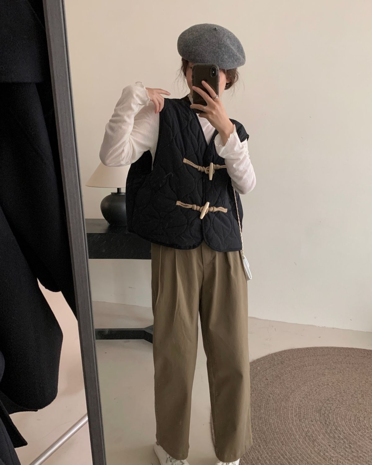 韓版復古潮木扣葫蘆馬甲棉服女裝2023韓休閒寬鬆V領棉衣馬夾背心