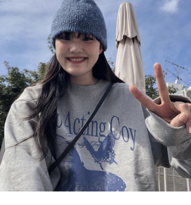 Trend base fashion圓領印花衛衣女秋季新款寬鬆休閒小眾設計上衣