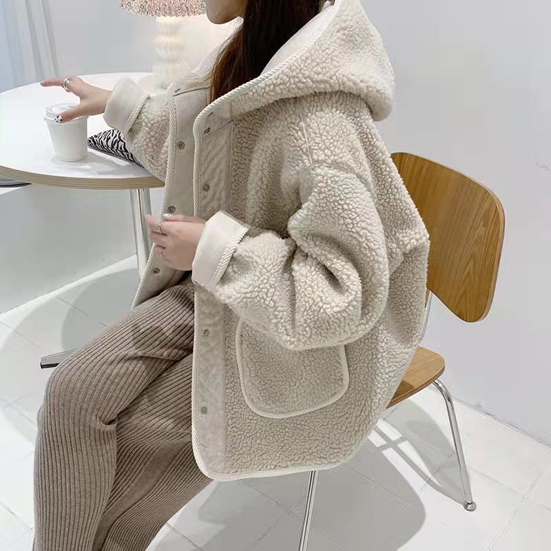 羊羔毛外套女2023年新款冬裝韓版寬鬆韓版ins潮流加厚工裝上衣