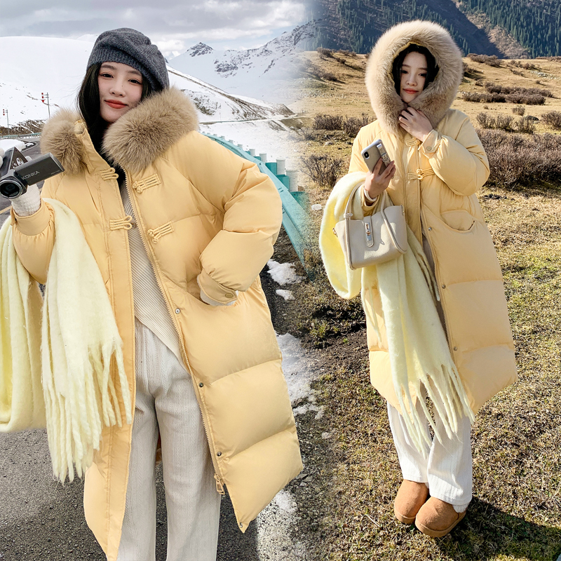 Actual shot of down jacket for women 2023 new women's style mid-length high-end fashion Korean style winter long cotton coat