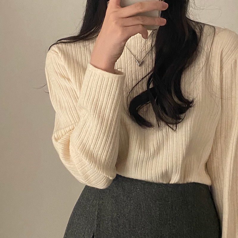 韓國chic保暖高領毛衣寬鬆軟糯長袖打底上衣女