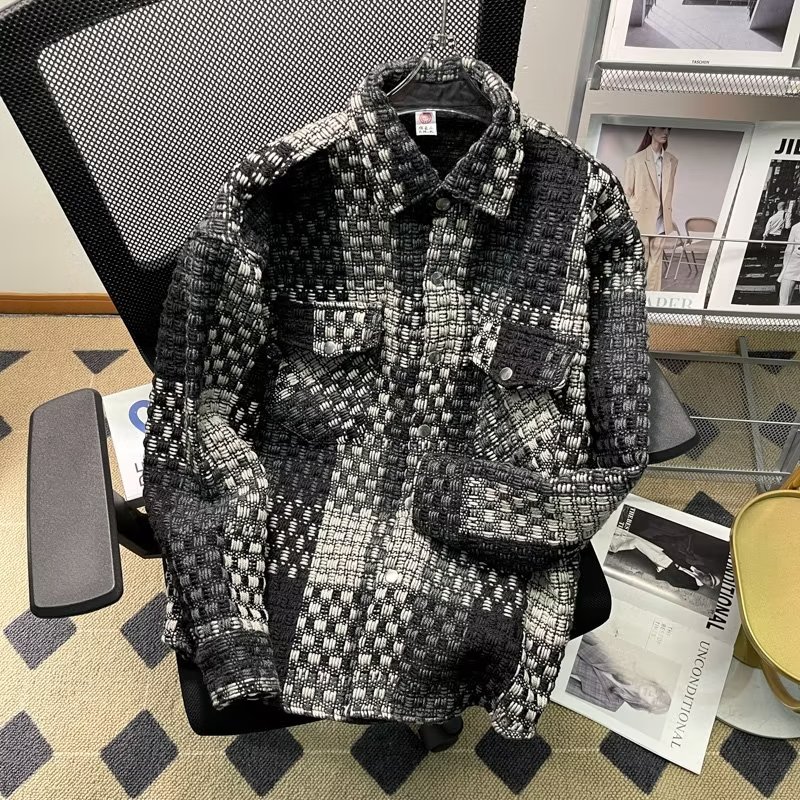 Autumn Xiaoxiang trend brand contrasting plaid splicing jacket women's loose and versatile ins clothes work jacket