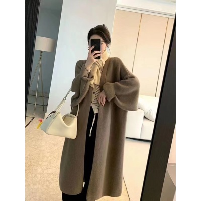 中長款毛衣開衫外套女春秋慵懶風高級感顯瘦過膝寬鬆加厚針織大衣